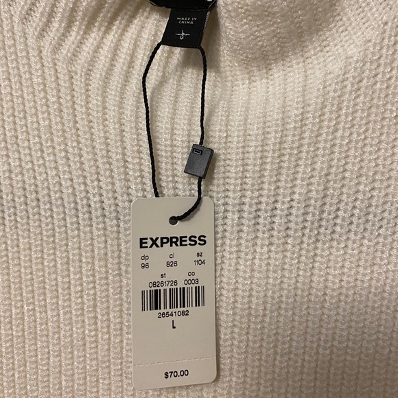 Express Ribbed Mock Neck White Sweater - Picture 6 of 6